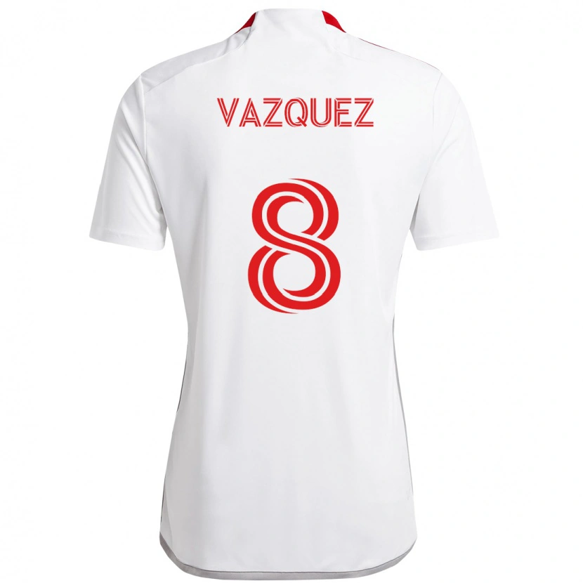 Danxen Women Víctor Vázquez #8 White Red Away Jersey 2025/26 T-Shirt