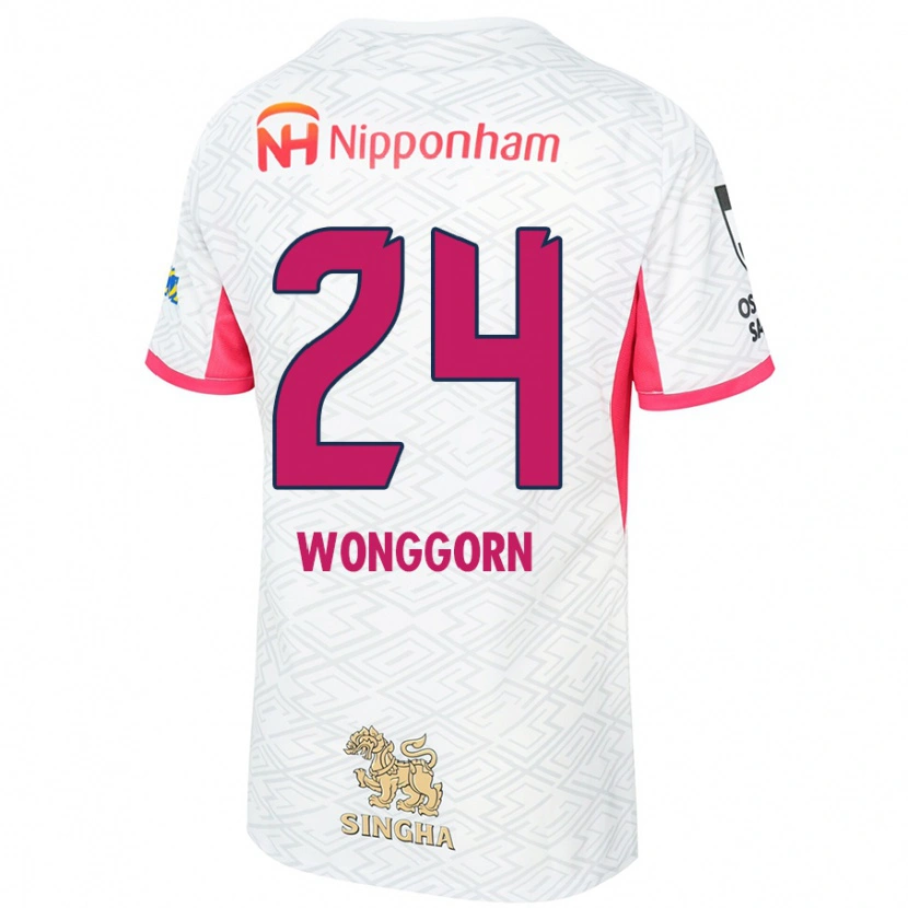 Danxen Women Jaroensak Wonggorn #24 White Sakura Pink Away Jersey 2025/26 T-Shirt
