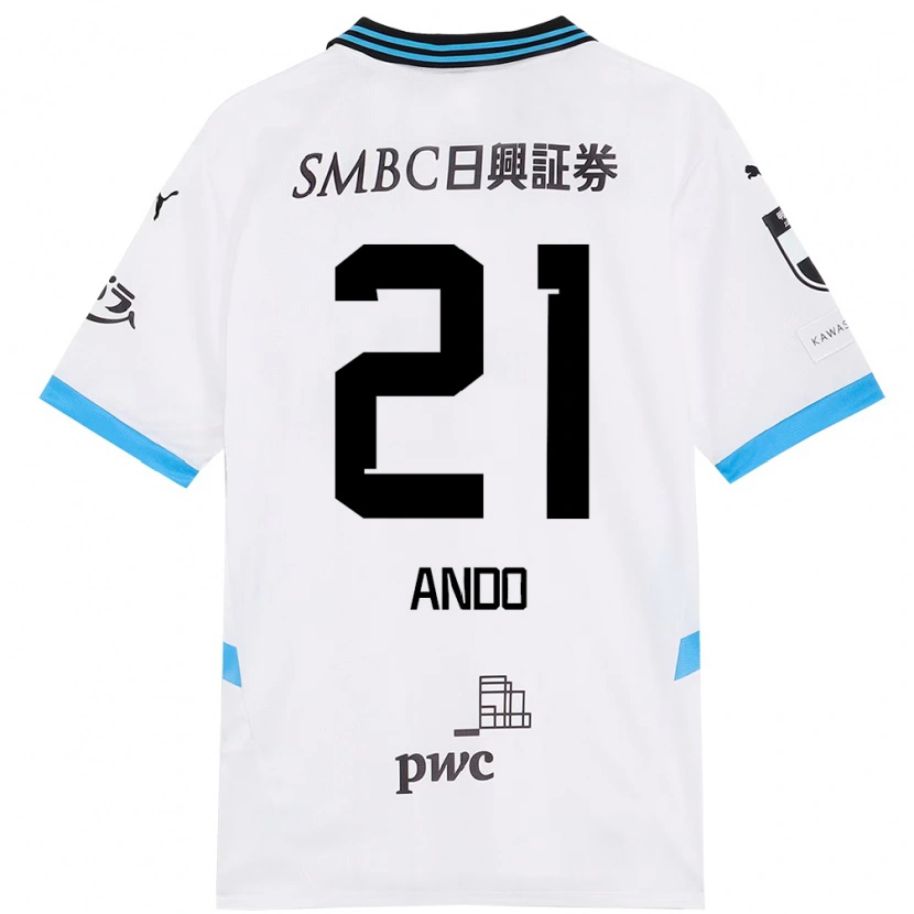 Danxen Women Shunsuke Ando #21 White Sky Blue Away Jersey 2025/26 T-Shirt