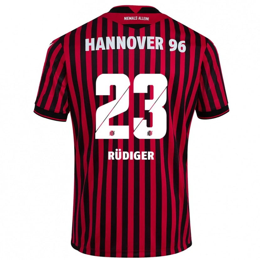 Danxen Women Fin-Luca Rüdiger #23 Red Black Home Jersey 2025/26 T-Shirt