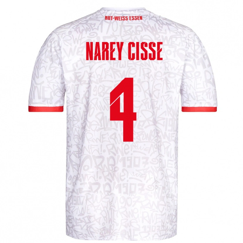 Danxen Women Ibrahim Narey Cisse #4 White Red Home Jersey 2025/26 T-Shirt
