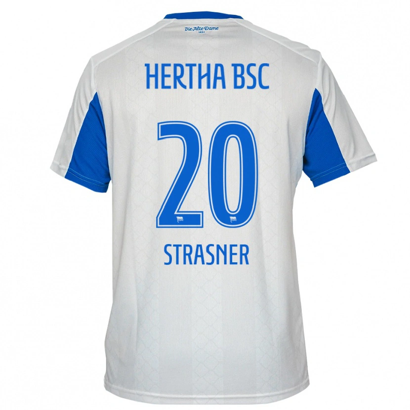 Danxen Women Eliyas Strasner #20 White Blue Away Jersey 2025/26 T-Shirt