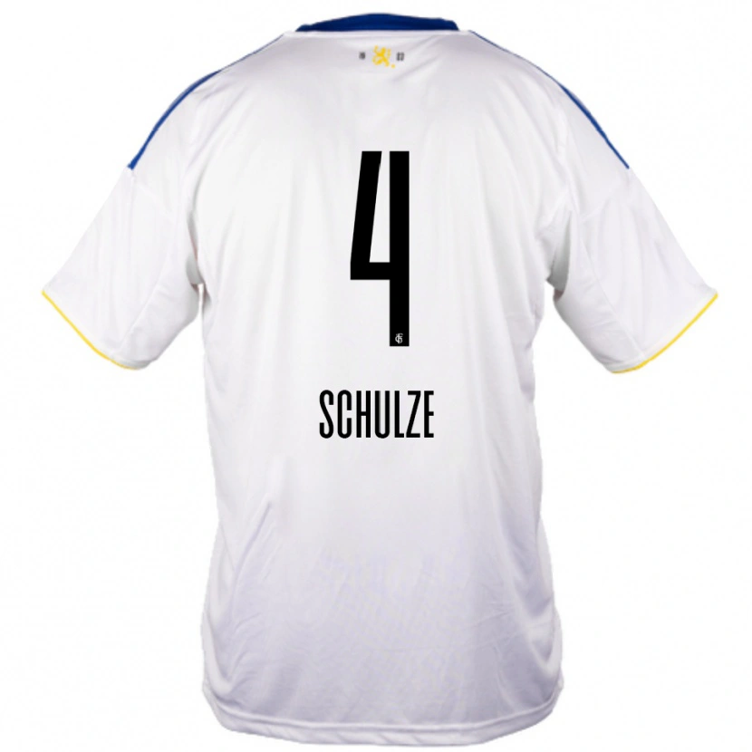 Danxen Women Mateo Schulze #4 White Blue Yellow Away Jersey 2025/26 T-Shirt