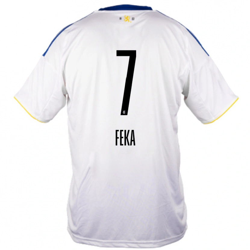 Danxen Women Lukas Feka #7 White Blue Yellow Away Jersey 2025/26 T-Shirt