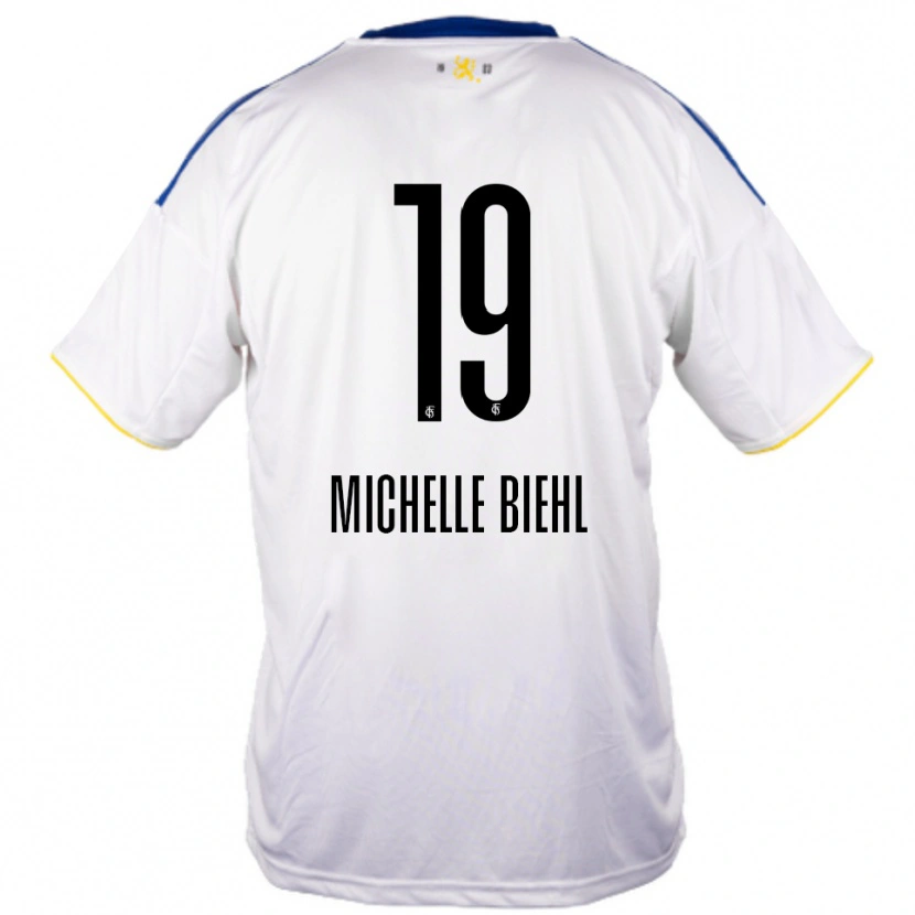 Danxen Women Leonie Michelle Biehl #19 White Blue Yellow Away Jersey 2025/26 T-Shirt