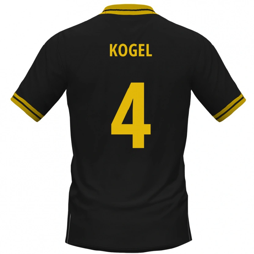 Danxen Women Tobias Kogel #4 Black Yellow Away Jersey 2025/26 T-Shirt
