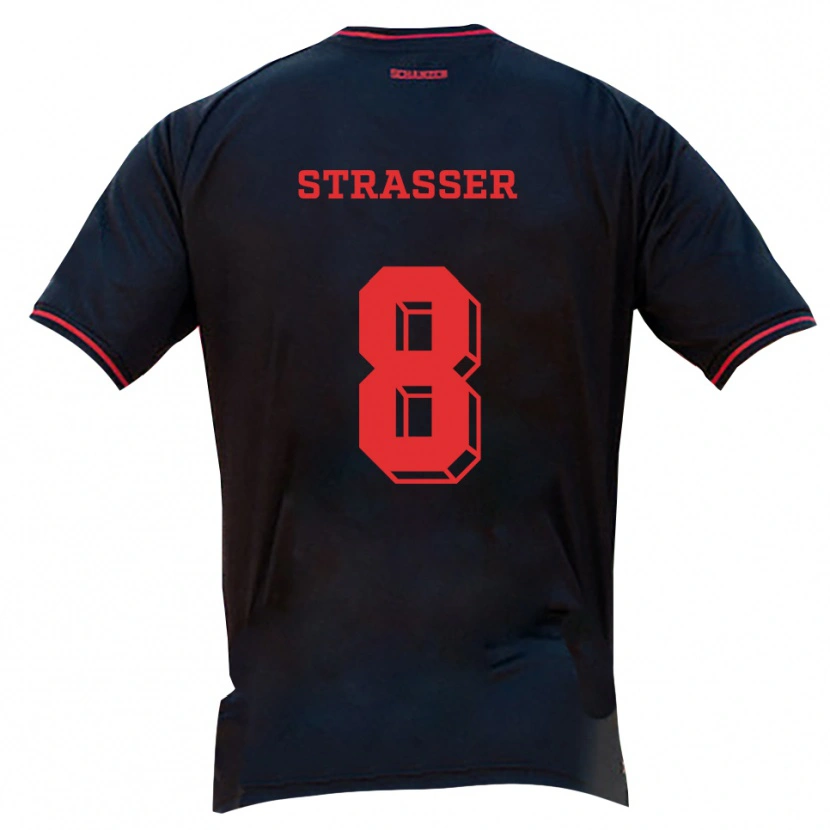 Danxen Women Vincent Straßer #8 Black Red White Away Jersey 2025/26 T-Shirt