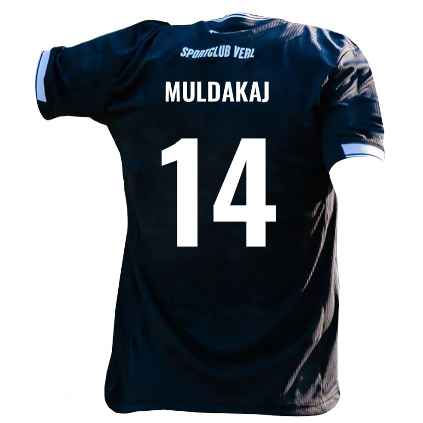 Danxen Women Ardit Muldakaj #14 Black White Away Jersey 2025/26 T-Shirt