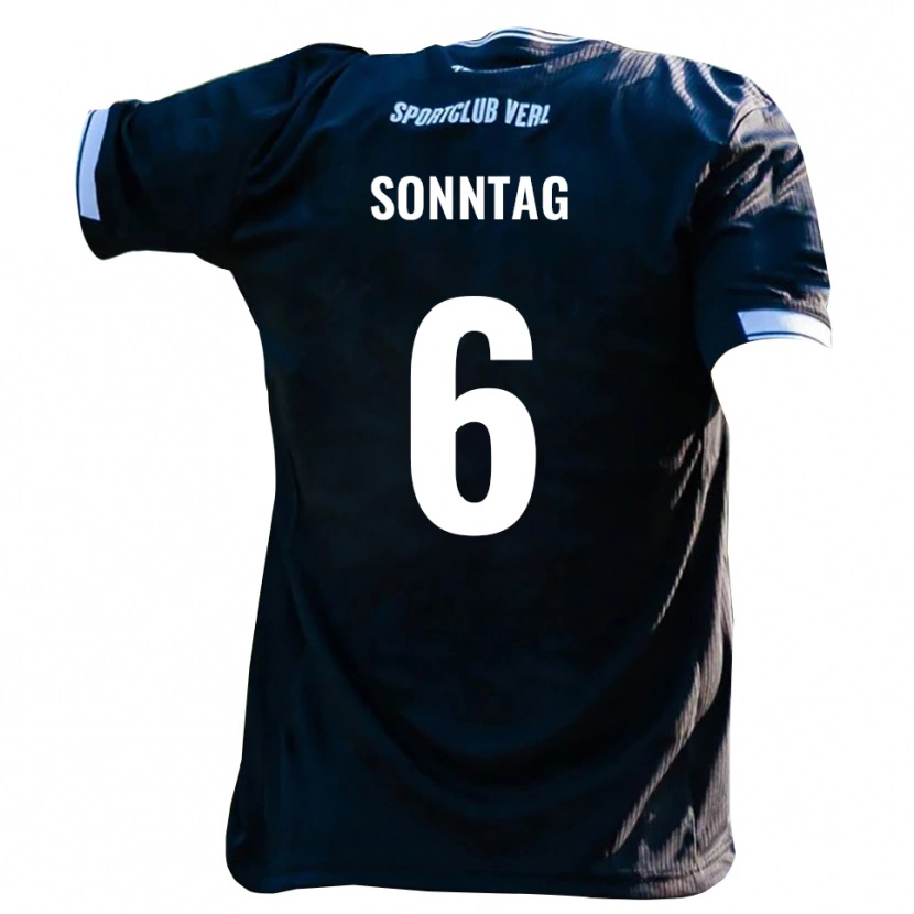 Danxen Women Cristiano Sonntag #6 Black White Away Jersey 2025/26 T-Shirt