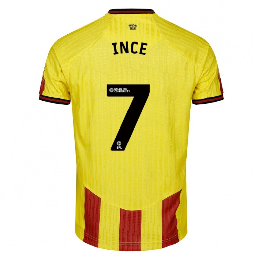 Danxen Kid Tom Ince #7 Yellow Red Home Jersey 2025/26 T-Shirt