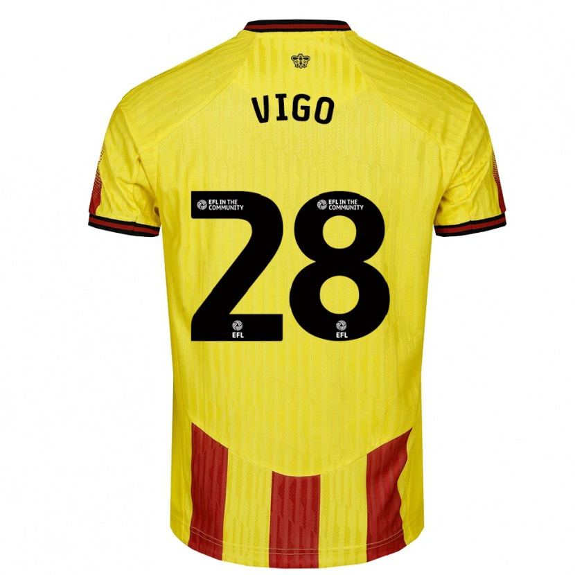 Danxen Kid Francesca Vigo #28 Yellow Red Home Jersey 2025/26 T-Shirt