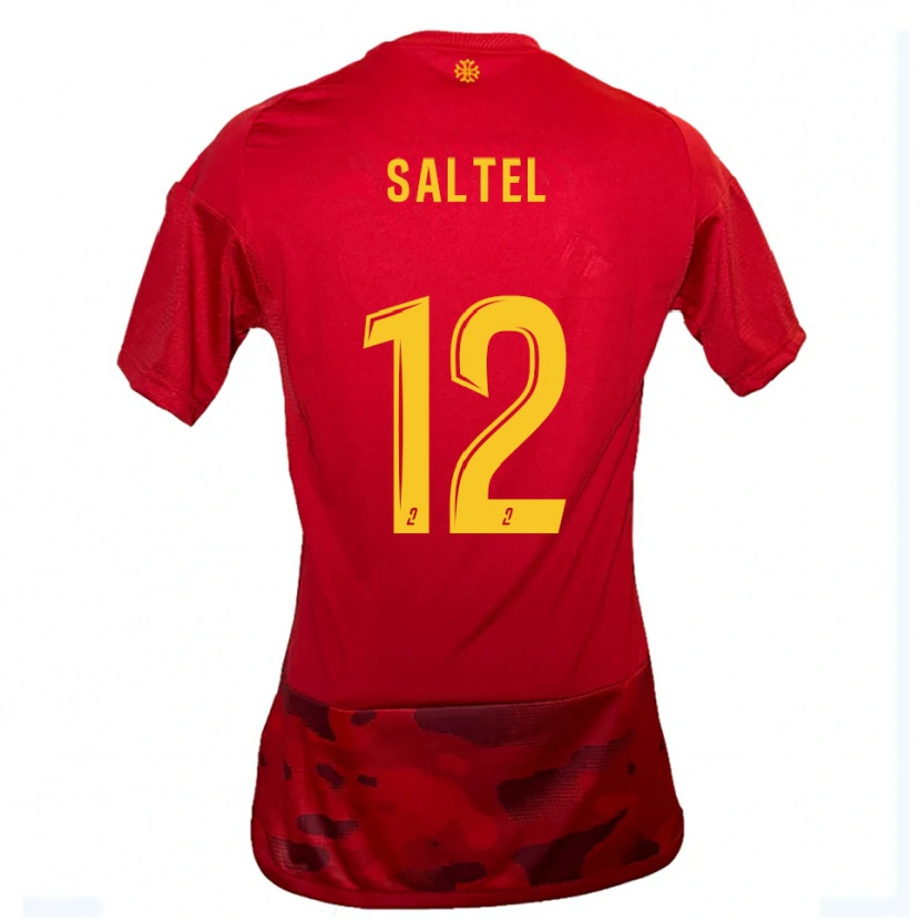 Danxen Kid Maëlle Saltel #12 Red Yellow Home Jersey 2025/26 T-Shirt