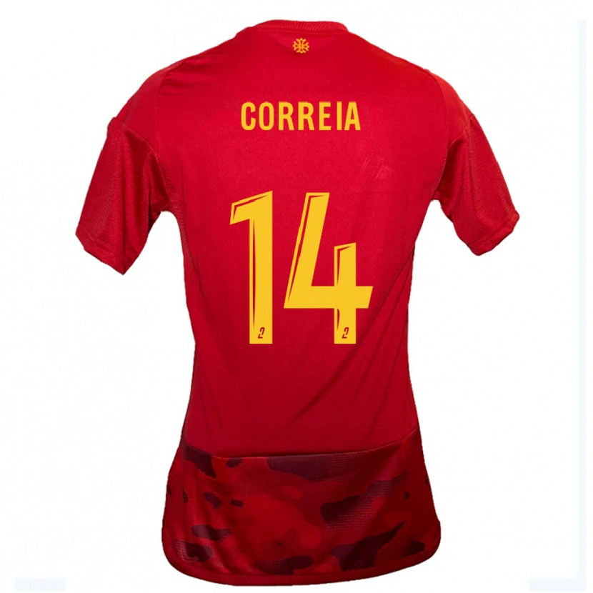 Danxen Kid Tiago Correia #14 Red Yellow Home Jersey 2025/26 T-Shirt