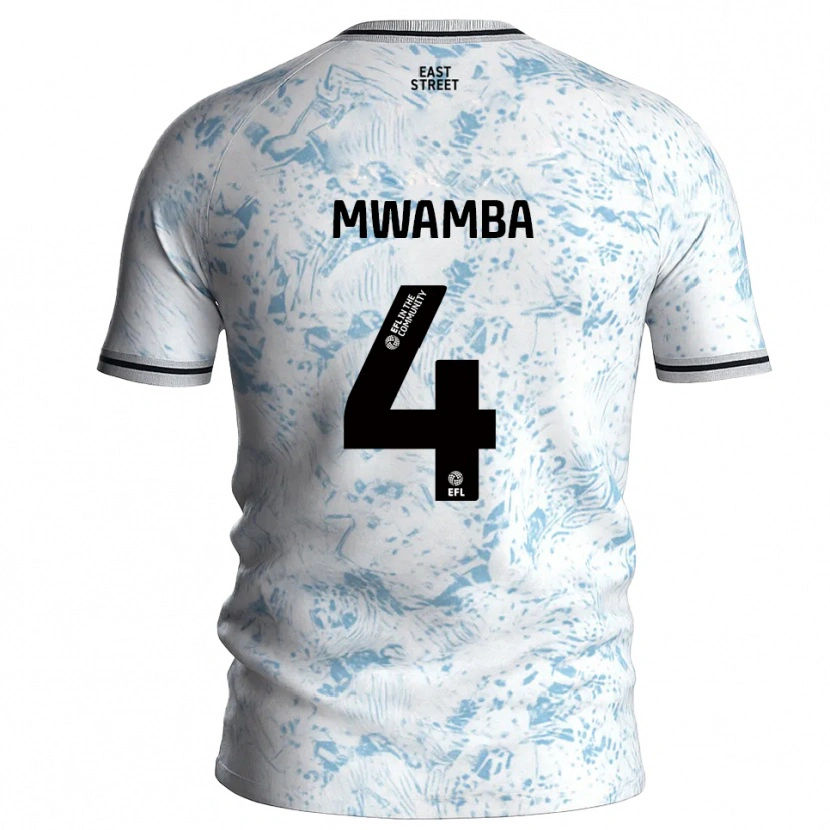 Danxen Kid Alan Mwamba #4 White Sky Blue Away Jersey 2025/26 T-Shirt