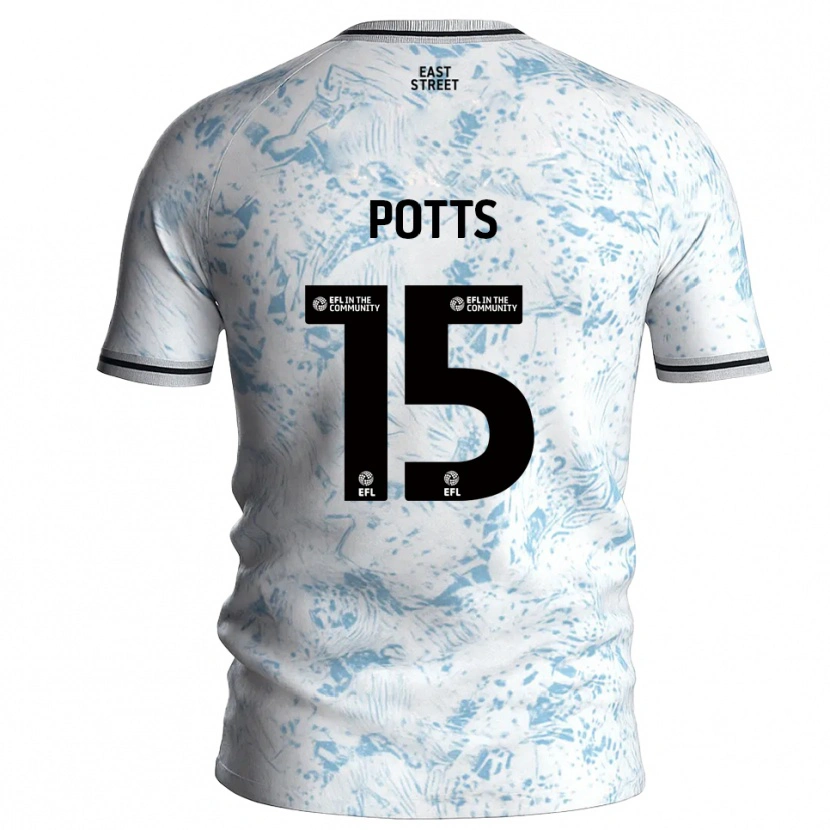 Danxen Kid Dan Potts #15 White Sky Blue Away Jersey 2025/26 T-Shirt