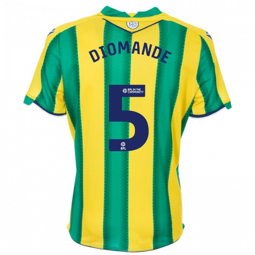 Danxen Kid Muhamed Diomande #5 Yellow Green Away Jersey 2025/26 T-Shirt
