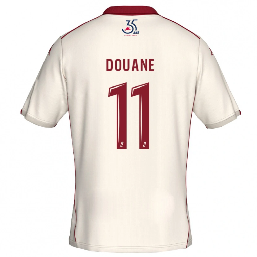 Danxen Kid Maïdine Douane #11 White Burgundy Away Jersey 2025/26 T-Shirt