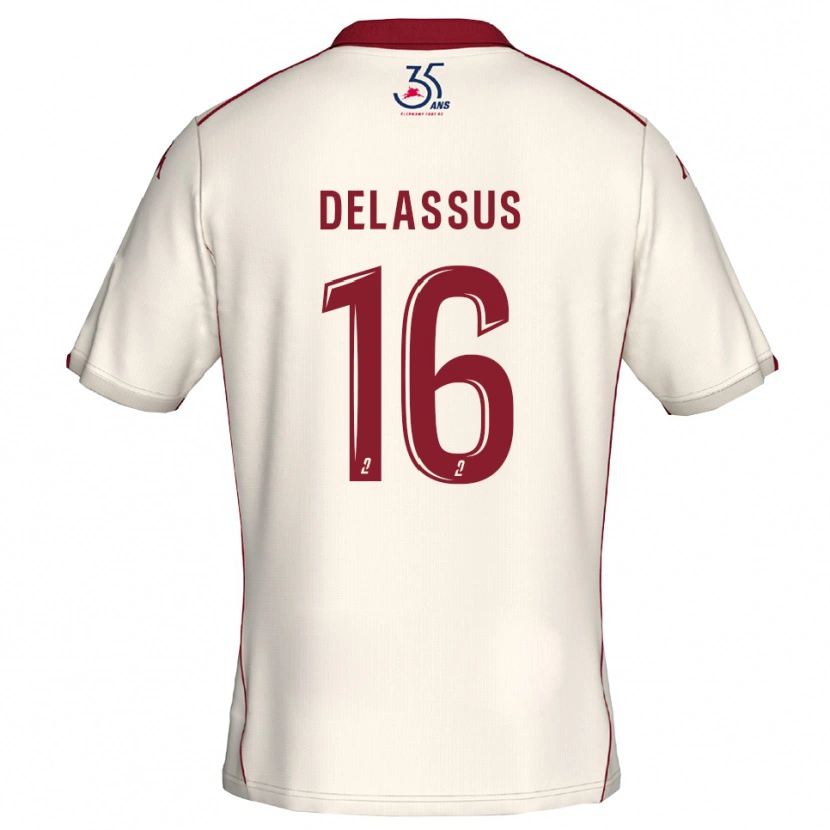 Danxen Kid Gabin Delassus #16 White Burgundy Away Jersey 2025/26 T-Shirt