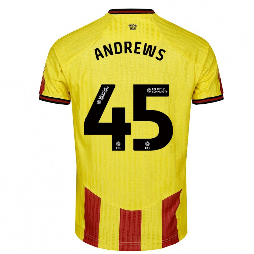 Danxen Men Ryan Andrews #45 Yellow Red Home Jersey 2025/26 T-Shirt