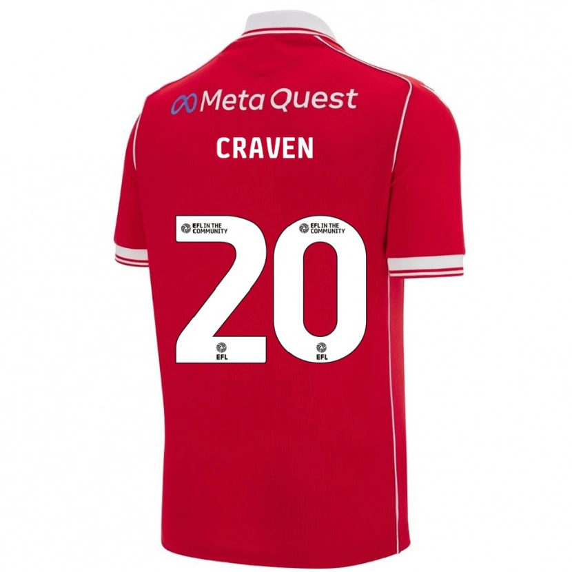 Danxen Men Lizzie Craven #20 Red White Home Jersey 2025/26 T-Shirt