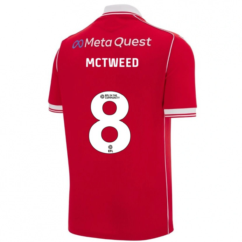 Danxen Men Oliver Mctweed #8 Red White Home Jersey 2025/26 T-Shirt