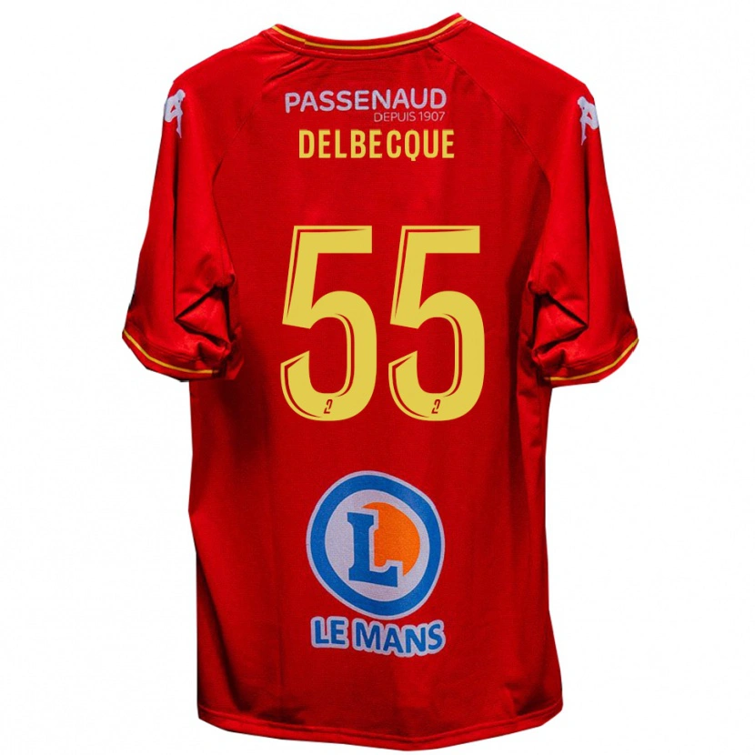 Danxen Men Augustin Delbecque #55 Red Yellow Home Jersey 2025/26 T-Shirt