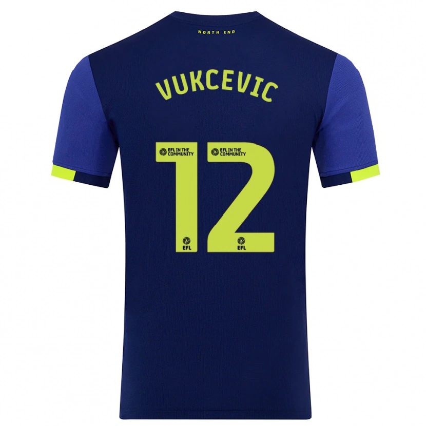 Danxen Men Andrija Vukcevic #12 Navy Yellow Away Jersey 2025/26 T-Shirt