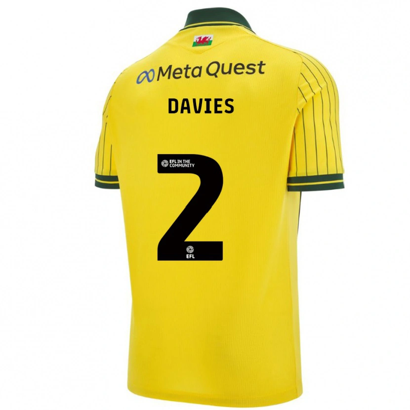 Danxen Men Phoebe Davies #2 Yellow Green Away Jersey 2025/26 T-Shirt