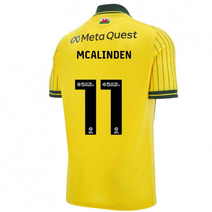 Danxen Men Liam Mcalinden #11 Yellow Green Away Jersey 2025/26 T-Shirt