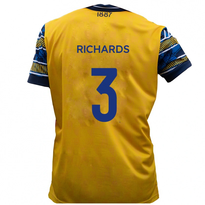 Danxen Men Caleb Richards #3 Yellow Black Away Jersey 2025/26 T-Shirt