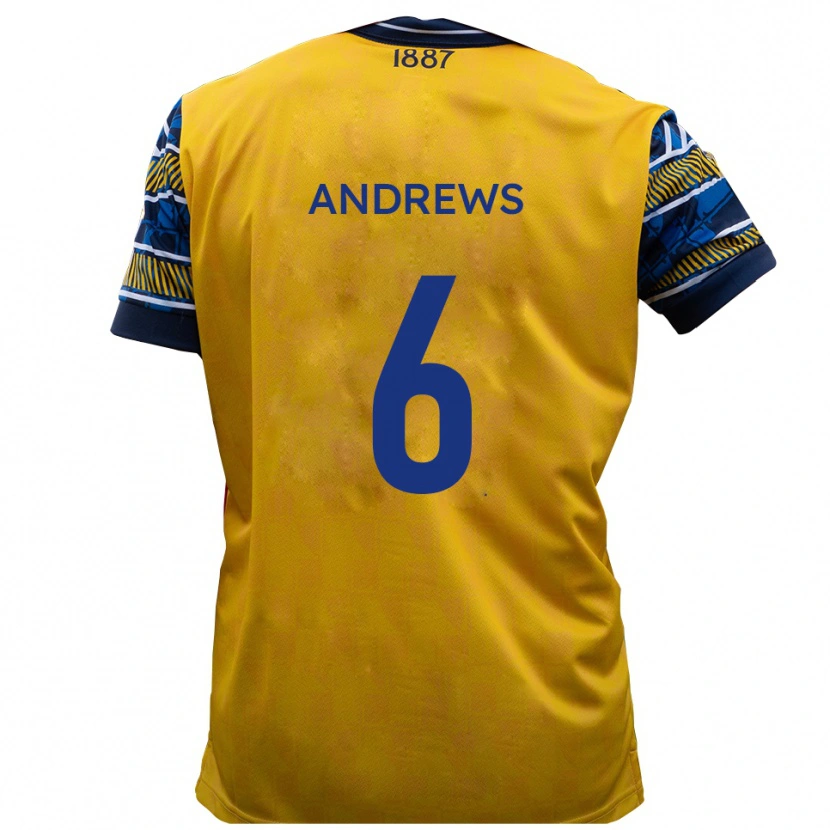 Danxen Men Jamie Andrews #6 Yellow Black Away Jersey 2025/26 T-Shirt