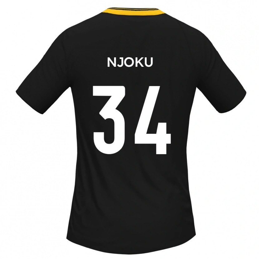 Danxen Men Brandon Njoku #34 Black Yellow Away Jersey 2025/26 T-Shirt