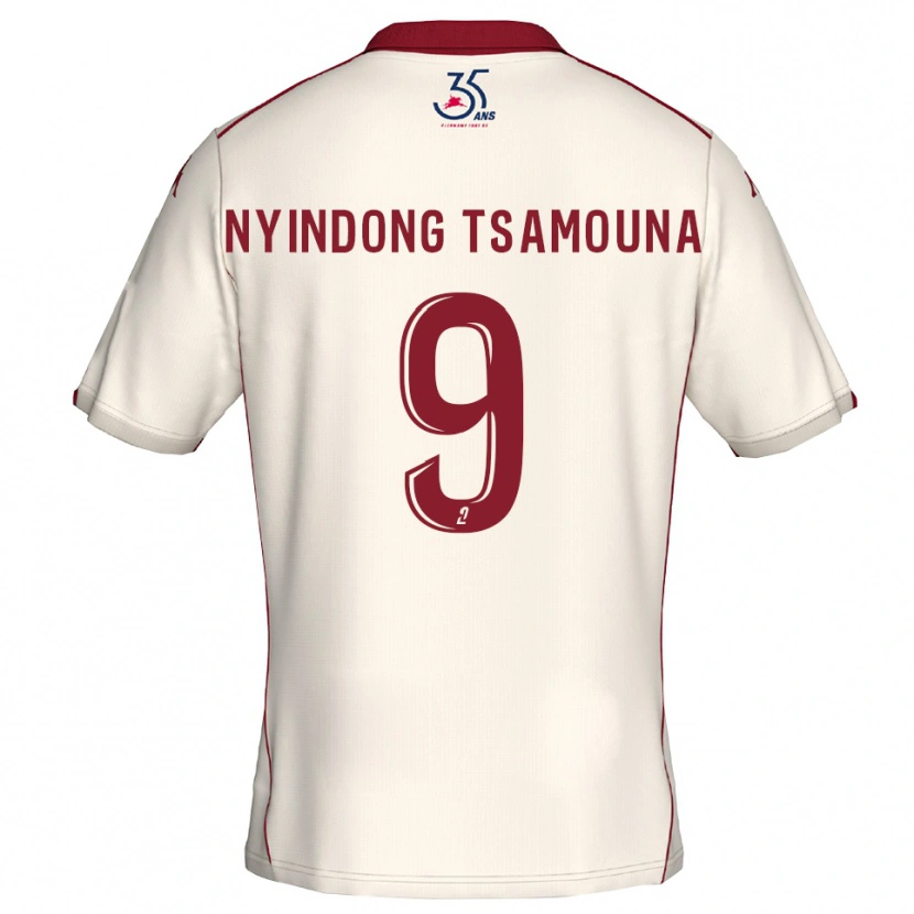 Danxen Men Jean Nyindong Tsamouna #9 White Burgundy Away Jersey 2025/26 T-Shirt
