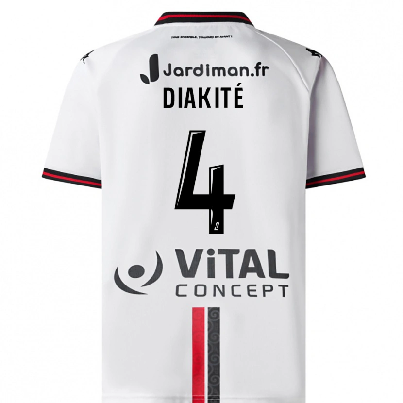 Danxen Men Ibrahima Diakité #4 White Red Away Jersey 2025/26 T-Shirt