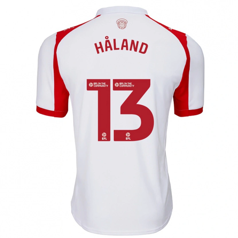 Danxen Women Benedicte Håland #13 White Red Home Jersey 2025/26 T-Shirt