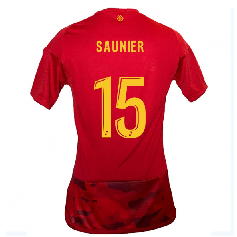Danxen Women Océane Saunier #15 Red Yellow Home Jersey 2025/26 T-Shirt