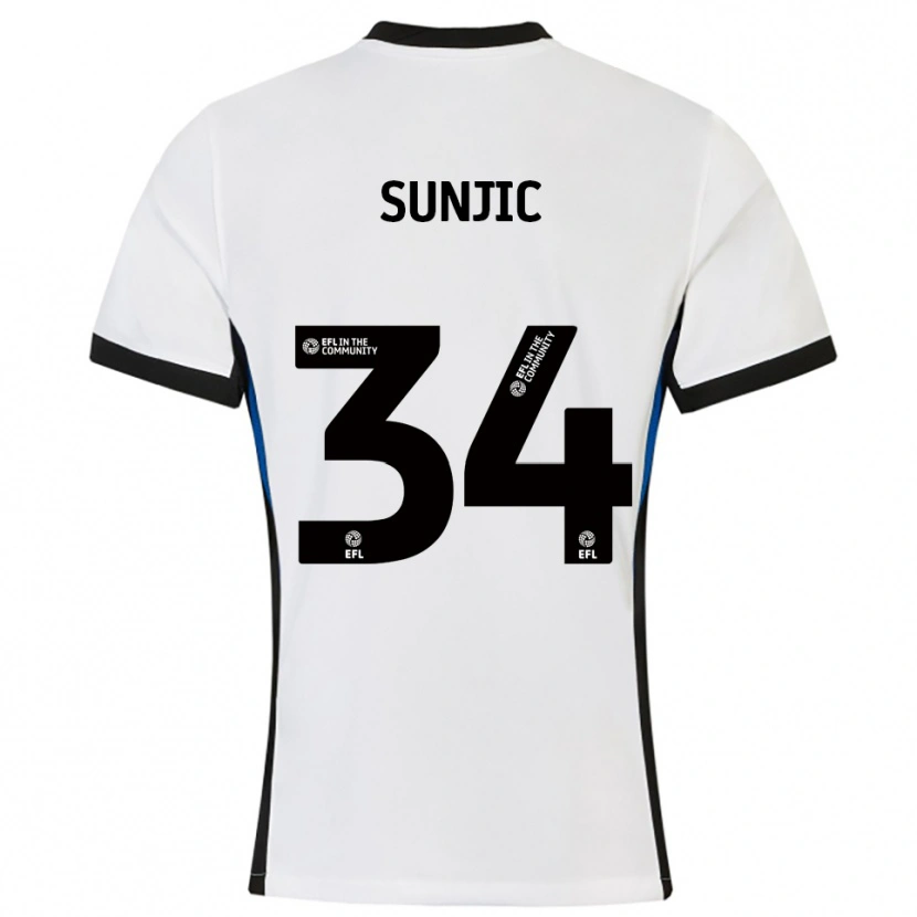 Danxen Women Ivan Sunjic #34 White Blue Away Jersey 2025/26 T-Shirt