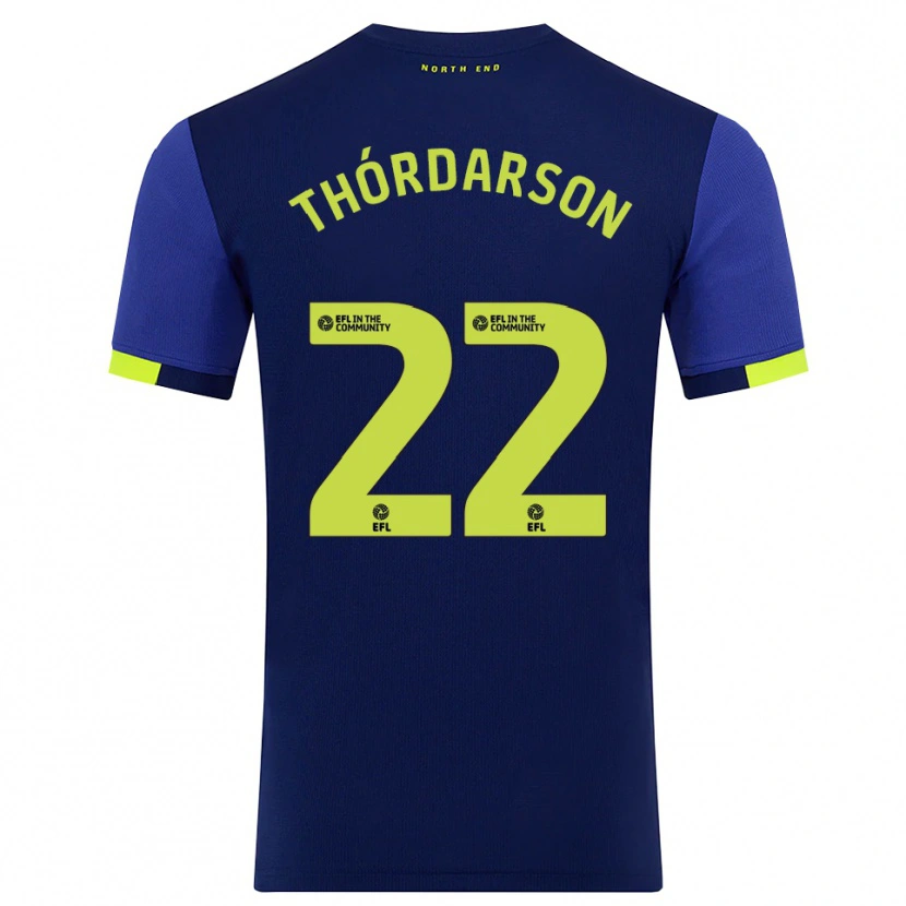 Danxen Women Stefán Teitur Thórdarson #22 Navy Yellow Away Jersey 2025/26 T-Shirt