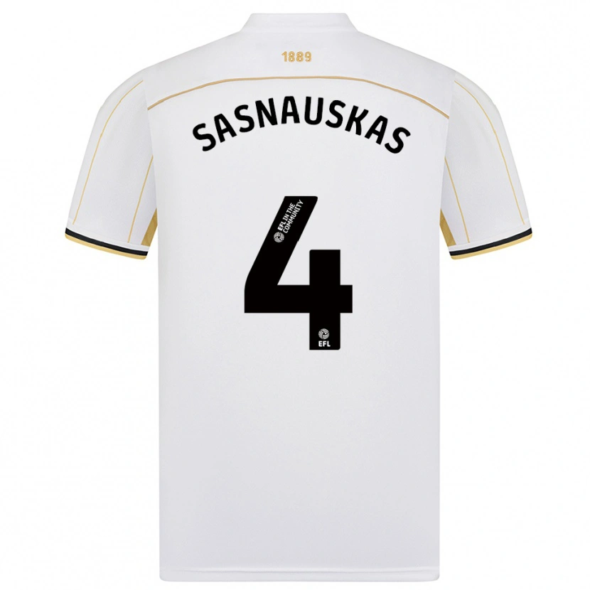 Danxen Women Dovydas Sasnauskas #4 White Gold Away Jersey 2025/26 T-Shirt