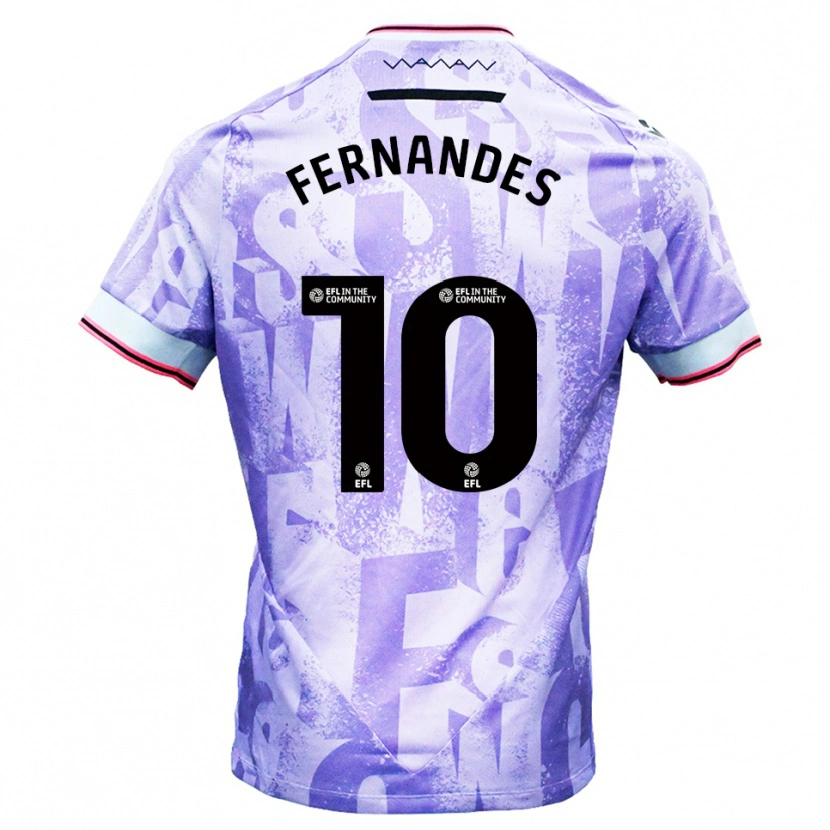 Danxen Women Bruno Fernandes #10 Lilac White Away Jersey 2025/26 T-Shirt
