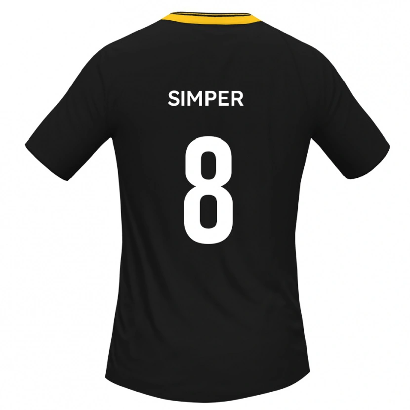 Danxen Women Lewis Simper #8 Black Yellow Away Jersey 2025/26 T-Shirt