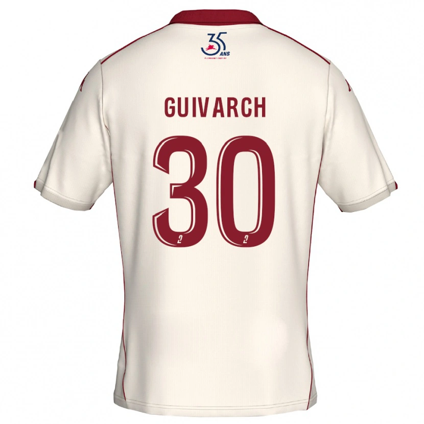 Danxen Women Théo Guivarch #30 White Burgundy Away Jersey 2025/26 T-Shirt