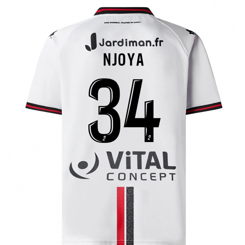 Danxen Women Youssef Njoya #34 White Red Away Jersey 2025/26 T-Shirt