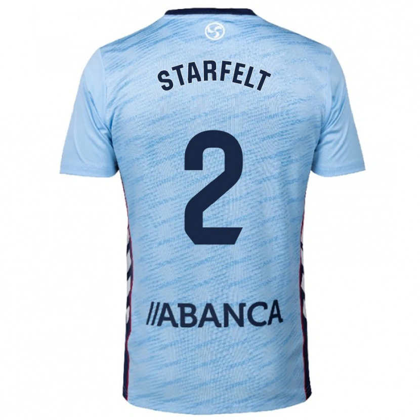 Danxen Kid Carl Starfelt #2 Sky Blue Red Home Jersey 2025/26 T-Shirt