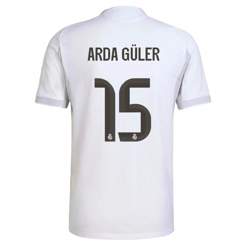 Danxen Kid Arda Güler #15 White Yellow Home Jersey 2025/26 T-Shirt