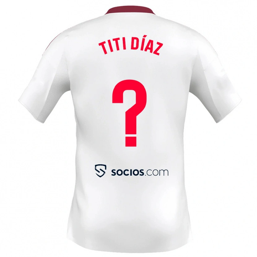 Danxen Kid Titi Díaz #0 White Red Home Jersey 2025/26 T-Shirt