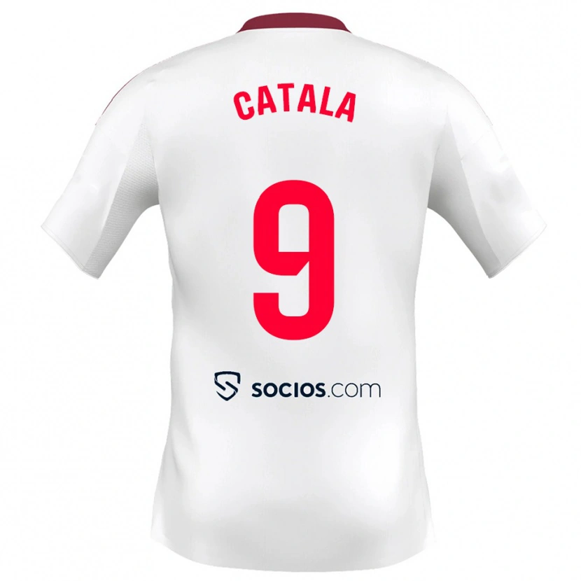Danxen Kid Rubén Catalá #9 White Red Home Jersey 2025/26 T-Shirt