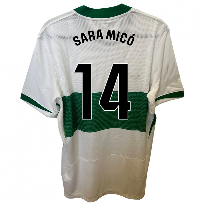 Danxen Kid Sara Micó Soler #14 White Green Home Jersey 2025/26 T-Shirt