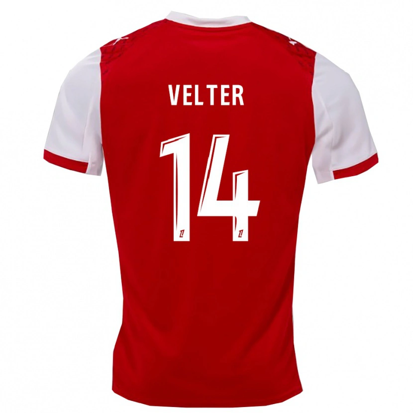 Danxen Kid Timéo Velter #14 Red White Home Jersey 2025/26 T-Shirt