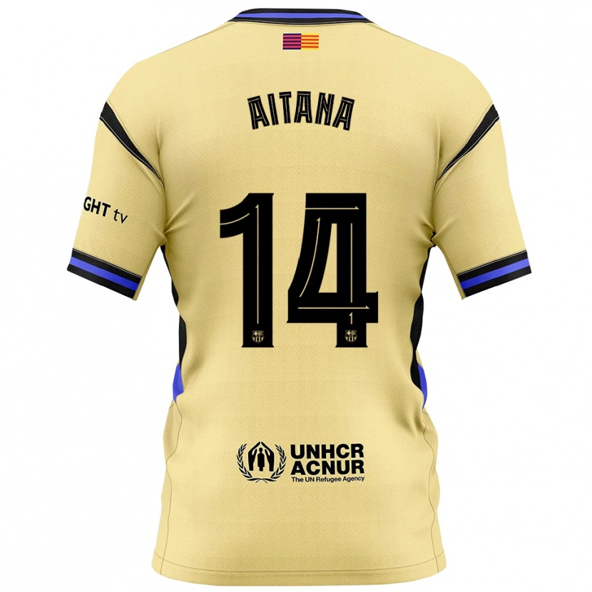 Danxen Kid Aitana Bonmatí #14 Yellow Black Away Jersey 2025/26 T-Shirt